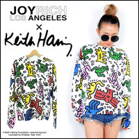 joyrich Rich Keith Haring {A vI[o[ WCb` L[X փO R{ &gt;Man&amp;Dog Knit Crew jbg N[lbN  Z[^[ jZbNX fB[X